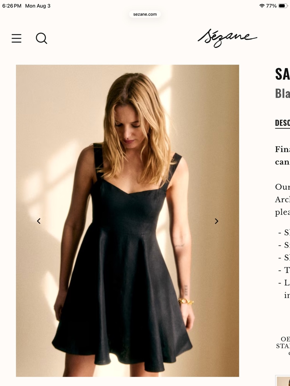 NWT Sézane Salie Black Square-Neck Fit & Flare Mini Dress - Picture 3 of 15
